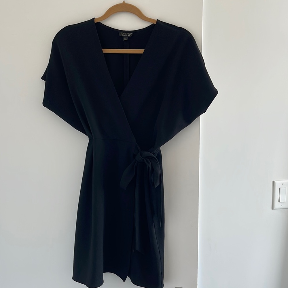 Top Shop Black Mini Wrap Dress Size 4